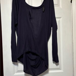 Express navy Asymmetrical Long Sleeve top